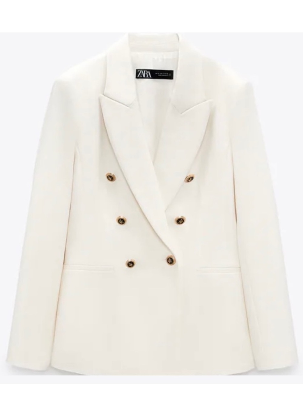ZARA White Tailored Double Breasted Blazer | Size M